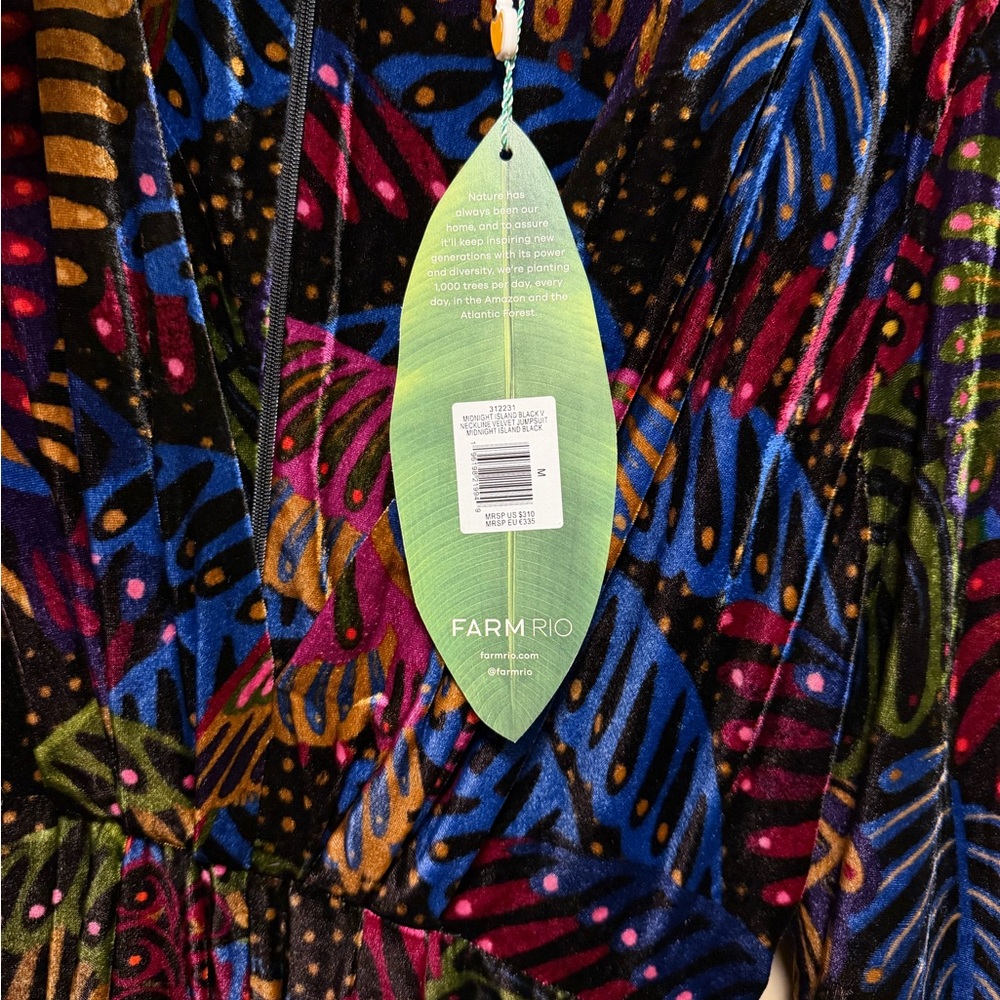 NEW FARM Rio Midnight Island Black Velvet Tropical Jumpsuit, M - Picture 12 of 14